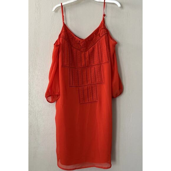 Bebe Orange Dress Size Small Off Shoulder Strap Dress Preowned Good Condition - Picture 1 of 10
